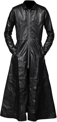 Manteau en cuir véritable gothique new rock matrix noir pour femme southbeachleather