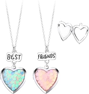 Collier médaillon coeur pour femmes hommes collier photo géométrique pour couples bff