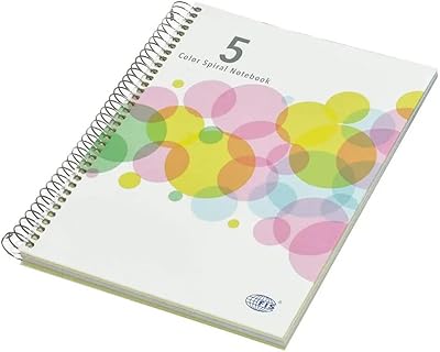 Fis fsnbsb51005c cahier à couverture rigide à spirale 5 couleurs, 100 feuilles, format