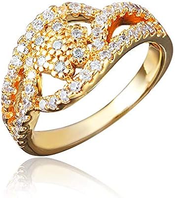 Bague de déclaration plaquée or, bijoux pour femmes, couleur or jaune, taille 9