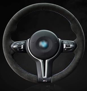 Couvre volant jtes alcantara noir pour bmw daim cousu main f30