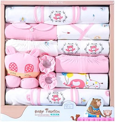 Coffret cadeau nouveau-né 18 pièces pour vêtements de printemps et d'automne (rose)