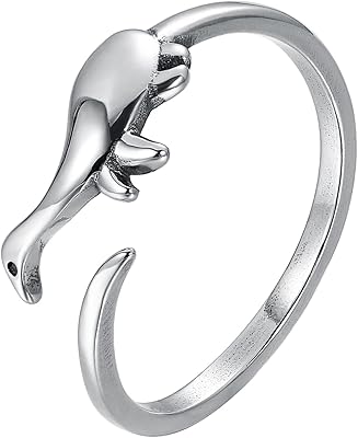 Ipeppy bague de dinosaure en argent sterling 925 vintage au design simple
