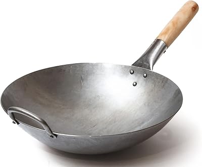 Craft wok poêle à frire traditionnelle en acier au carbone martelé à la main