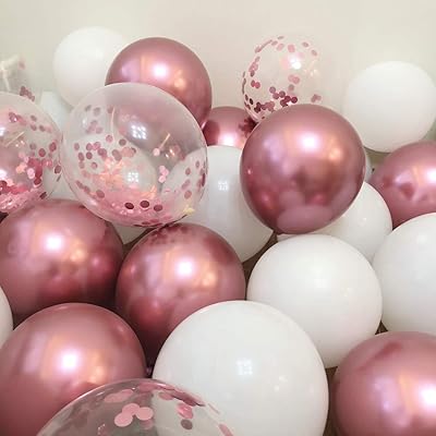 Ballons roses de 12 pouces pour les fêtes d'anniversaire, ballons roses et blancs