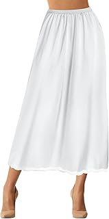 Jupe longue en satin en dentelle pour femme, jupe longue à enfiler, lingerie