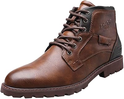 Chaussures à enfiler rétro pour hommes pour les sorties quotidiennes, simili cuir, bottines