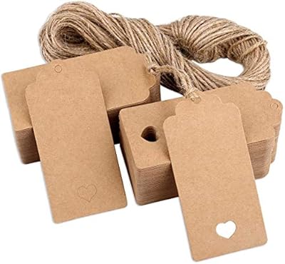 200 pièces de papier kraft brun avec 25 m de ficelle de jute