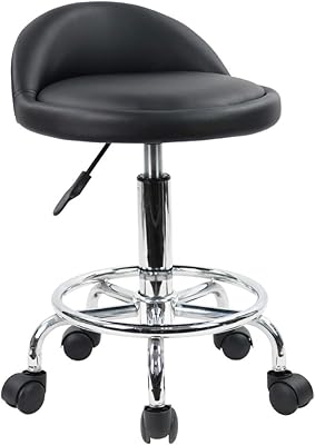 Chaise pivotante ronde en cuir pu kk toner avec repose-pieds et roues réglables