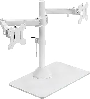 Vivo support autoportant pour double écran avec base en verre élégante et bras