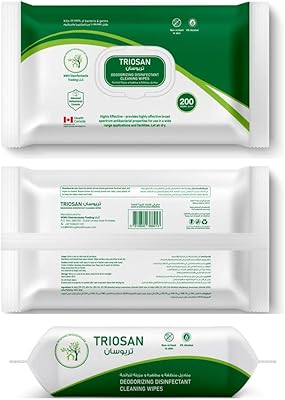 Lingettes humides désinfectantes triosan | 200 lingettes nettoyantes et stérilisantes