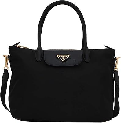 Prada sac à main en nylon cuir saffiano noir pour femme 1ba106