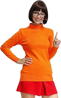 Pull femme pour g et pl velma halloween style orange avec col