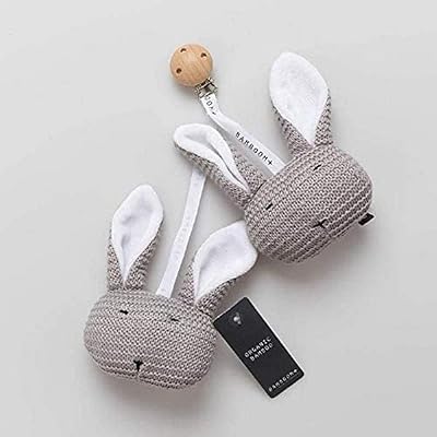 Lapin tricoté en bambou avec pince en bois – poupée – gris chaud