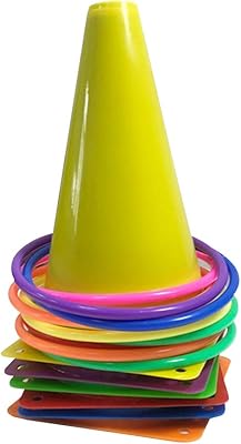 Ensemble de jeu pratique avec pouf et anneaux en plastique pour carnaval