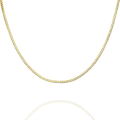 Collier en argent sterling 925 plaqué or 22 carats diamants carrés italiens