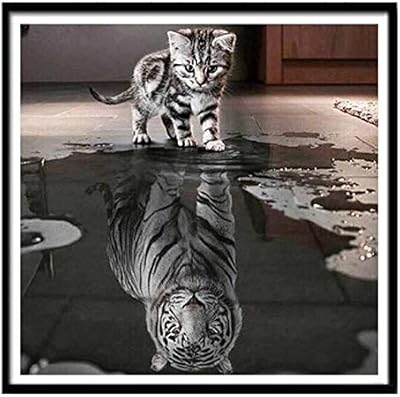 40 x 50 cm 5d bricolage chat diamant peinture réflexion tigre point