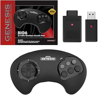 Retro-bit big6 2,4 ghz sega genesis contrôleur d'arcade sans fil pour sega genesis