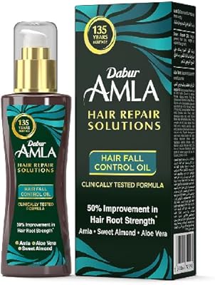 Huile anti-chute dabur amla enrichie en amla pure, amande douce et aloe vera