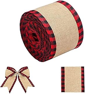 Ruban de noël à carreaux de buffle, ruban d'emballage en toile de jute naturelle avec bord à carreaux pour noël, mariage, fabrication de cou, 2 rouleaux. Vos marques préférées à prix réduits sur Diaytar