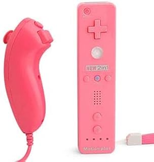 Télécommande et manette nunchuk pour nintendo wii motion plus - rose