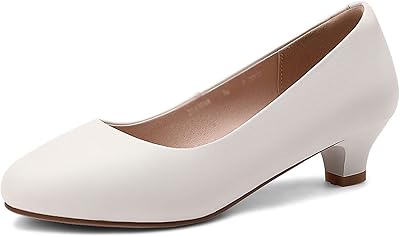 Yeprem escarpins pour femmes, cuir véritable femmes bout rond robe bureau élégant talons