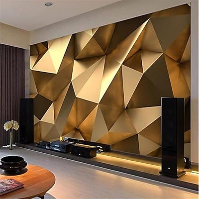 Papier peint géométrique simple 3d doré pour chambre à coucher salon canapé fond