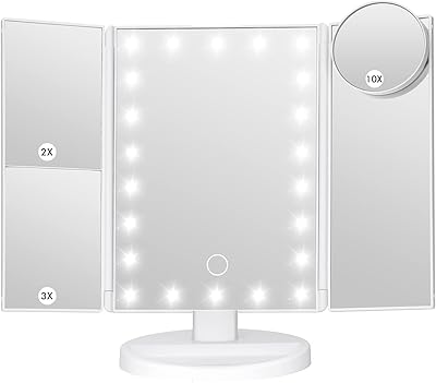 Miroir de maquillage leewent avec lumières miroirs de salle de bain à luminosité