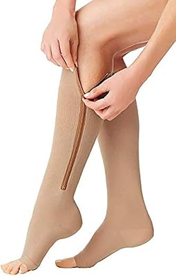 Chaussettes de compression chaussettes extensibles à fermeture éclair sur les jambes, chaussettes aux