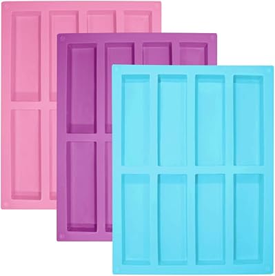 Sinhai lot de 3 moules rectangulaires en silicone 8 cavités à
