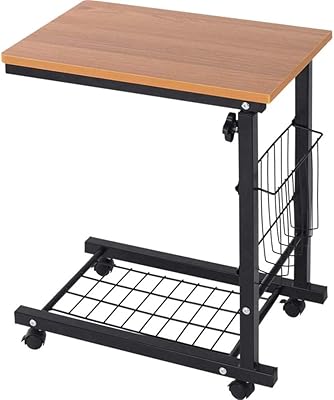 Table de chevet table d'appoint mobile à hauteur réglable sur roulettes pour ordinateur