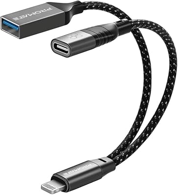 Câble de données promate otg, adaptateur lightning mâle vers usb-c femelle avec port