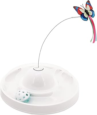 Jouets interactifs d'intérieur pour chat jouet électronique papillon à rotation automatique avec balle