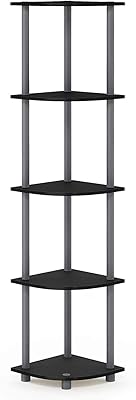 Étagère d'angle polyvalente à 5 niveaux frono turn n' tip, 1 paquet, noir/gris