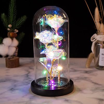 Cadeau de fleur de galaxie monoj, fleurs artificielles colorées pour toujours dans un dôme