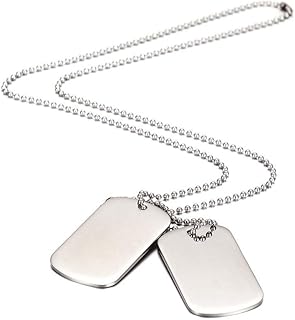 Collier pour hommes avec pendentif double plaque d'identité de style militaire, chaîne à