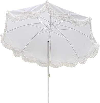 Parapluie inclinable blanc de 200cm, grand parasol de camping en plein air, portable