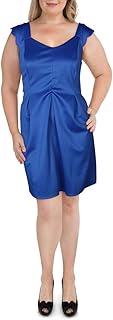 Robe trapèze festonnée grande taille tendance bleu royal 1x