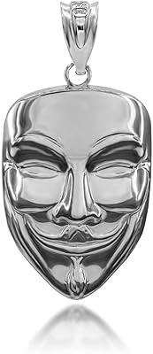 Pendentif en forme de v avec masque hip hop inconnu en argent