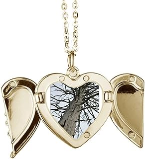 Collier pendentif coeur pêche ailes pliées mode art déco en sapin