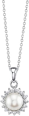 Collier de perles blanches naturelles ariela 7-8 mm, perles de culture et zircone