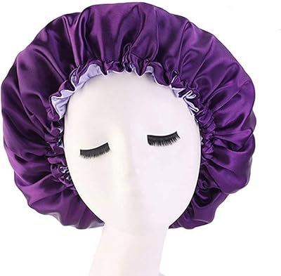 Bonnet de sommeil en satin aurete réglable double couche extra large pour dormir