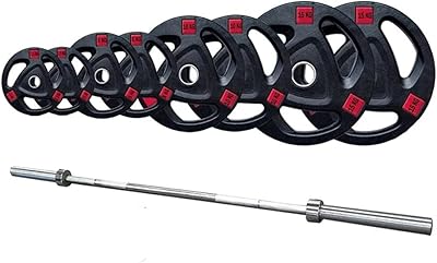 Ensemble de plaques de poids de 80 kg avec barre d'haltérophilie olympique