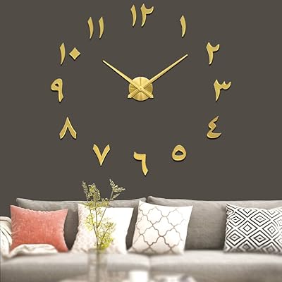 Grande horloge murale fangold au design 3d moderne avec chiffres arabes orientaux pour la décoration de la maison et du bureau et cadeaux. Diaytar : L'e-commerce généraliste qui met le discount à l'honneur