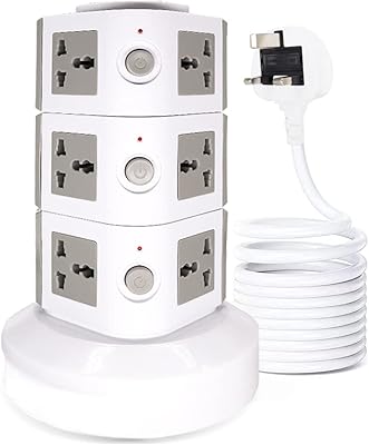Multiprise verticale universelle padum multiprise (110 v-250 v) avec 2 ports usb station