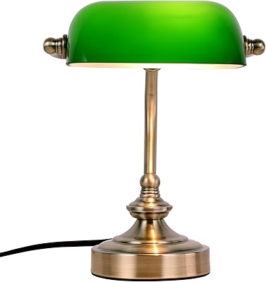 Lampe de bureau classique européenne traditionnelle en verre vert furver avec base