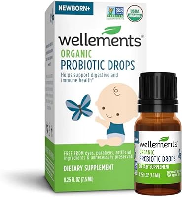 Gouttes probiotiques biologiques wellements pour bébé | soutien digestif et immunitaire