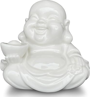 Statue de bouddha rieur bonne chance, statue de bouddha heureux porte-bonheur en céramique