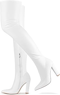 Bottes d'hiver à talons épais pour femmes, cuissardes hautes à talon bloc, bottes