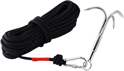 Crochet d'escalade mhdmig avec corde en nylon de 65 pieds crochet